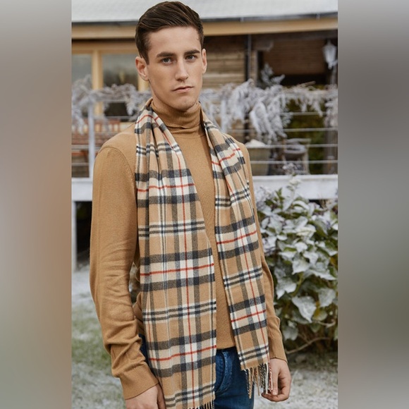 Electric Turquoise Blue Plaid Scarf - Unisex Cashmere Feel Size 12” x 72” - Picture 5 of 5